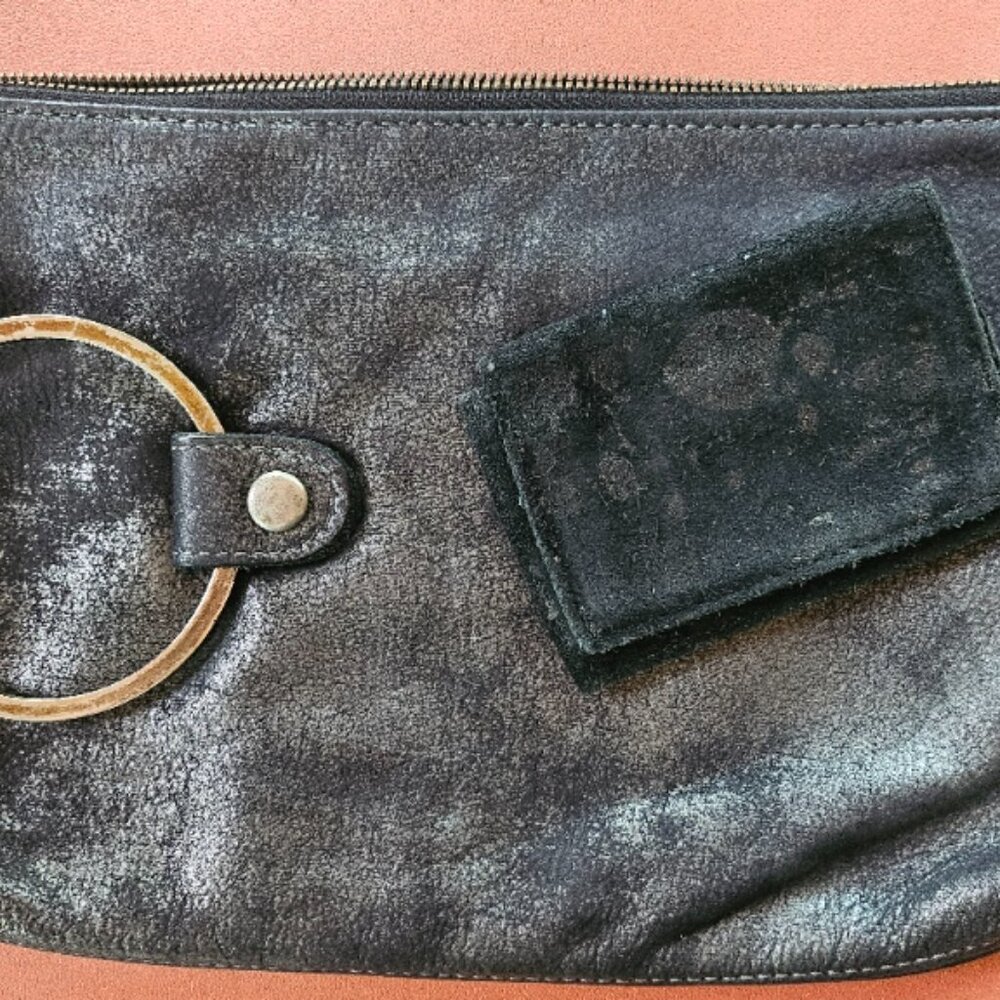 Kim White Metallic Black Leather Bag + Wallet